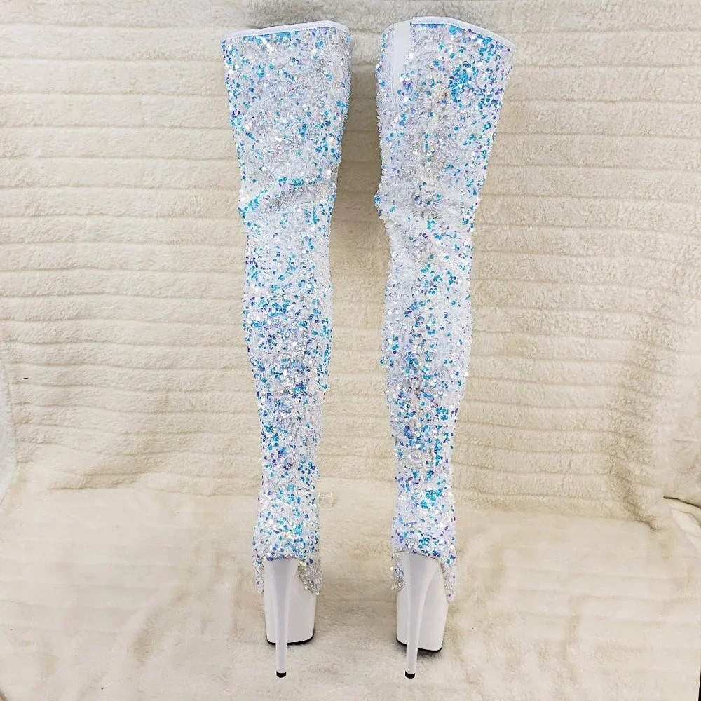 White Ice Multi Stretch Sequin Platform 7